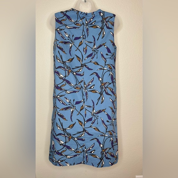 Max Mara‎ Printed Nola Dress Light Blue Floral Print Ruffle Shift Dress Sz 8 - Picture 4 of 8